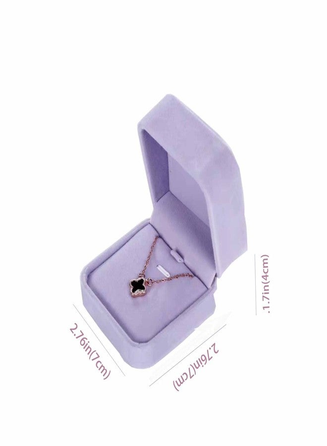 FAYADA 2 Pieces Velvet Pendant Necklace Case Classic Jewelry Gift Box for Wedding Christmas Thanksgiving Birthday Gift Displays Showcases Boxes (light Purple) - Image 3